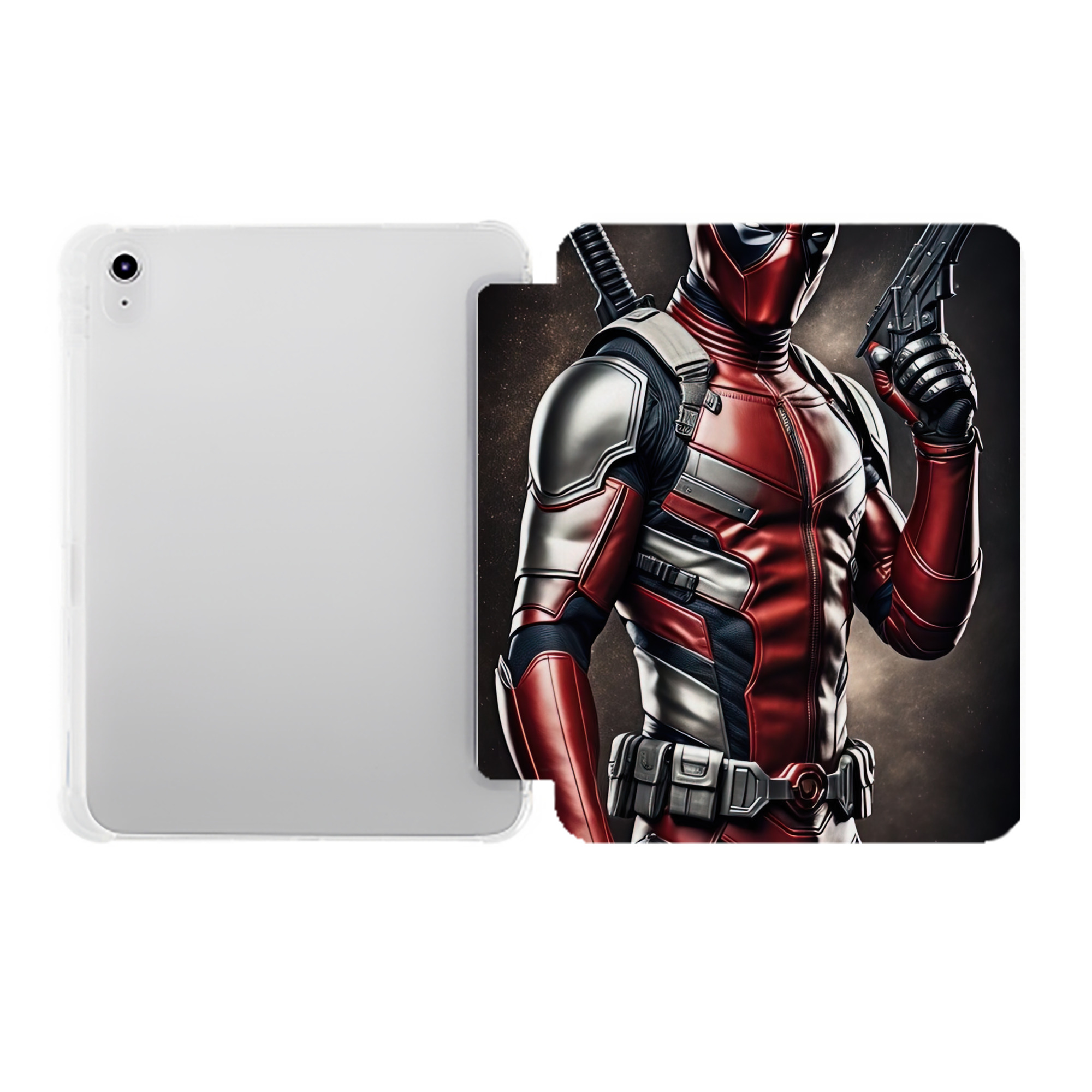 （画像用） Deadpool デッドプール IPad ケース ペン収納付き 三つ折りスタンド PUレザー×シリコン 対応機種9.5/10.5/10.9インチ
